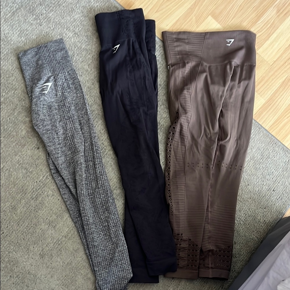 Gymshark Leggings Set - Gray, Dark Gray, Pink